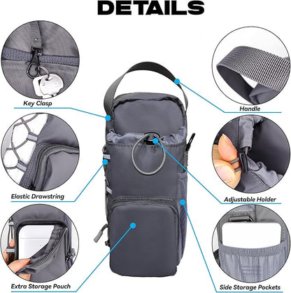 Magnetic Gym Bag for Men and Women, Magnetic Water Bottle Holder for Gym, Small Gym Bag, Gym Gifts for Women and Men (Gray, <40 OZ)
