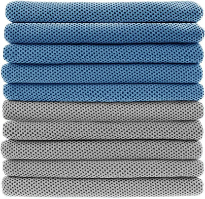 Peicees 10 Pack Microfiber Cooling Towels for Neck Sports Gym Workout Cooling Towel, 40x12 Inches Fast Drying Super Absorbent Compact Lightweight for Climbing Camping Travel Beach