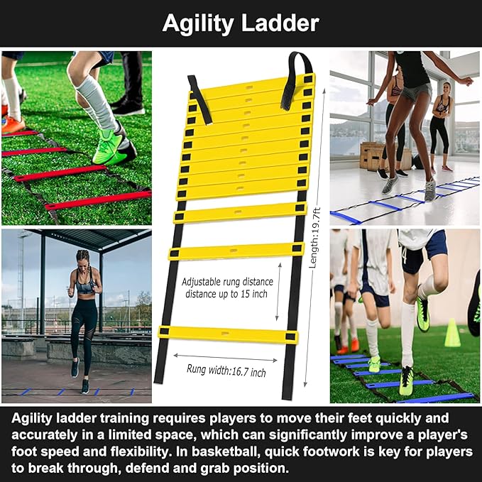 Basketball Training Equipment, Agility Footwork Training Mat, Dribble Trainer, Basketball Practice Aids to Improve Speed, Strength and Coordination