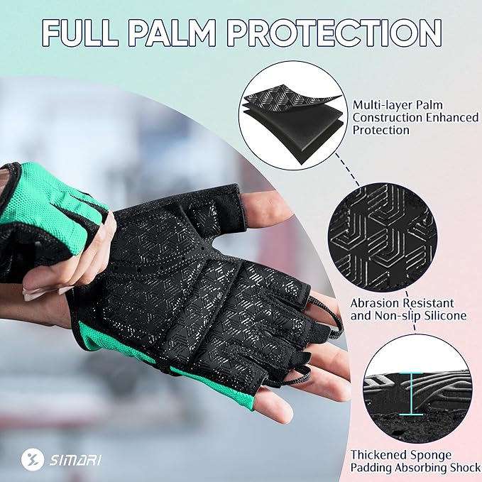 SIMARI Workout Gloves for Women Men with Full Palm Protection, Strong Grip, Cushion Impact, Breathable, Suitable for Gym Training, Kayaking, Weight Lifting, Exercise, Fitness, Cycling