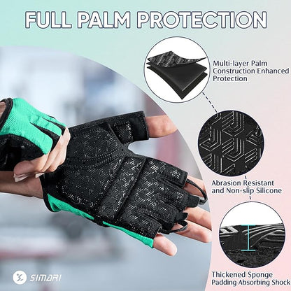 SIMARI Workout Gloves for Women Men with Full Palm Protection, Strong Grip, Cushion Impact, Breathable, Suitable for Gym Training, Kayaking, Weight Lifting, Exercise, Fitness, Cycling