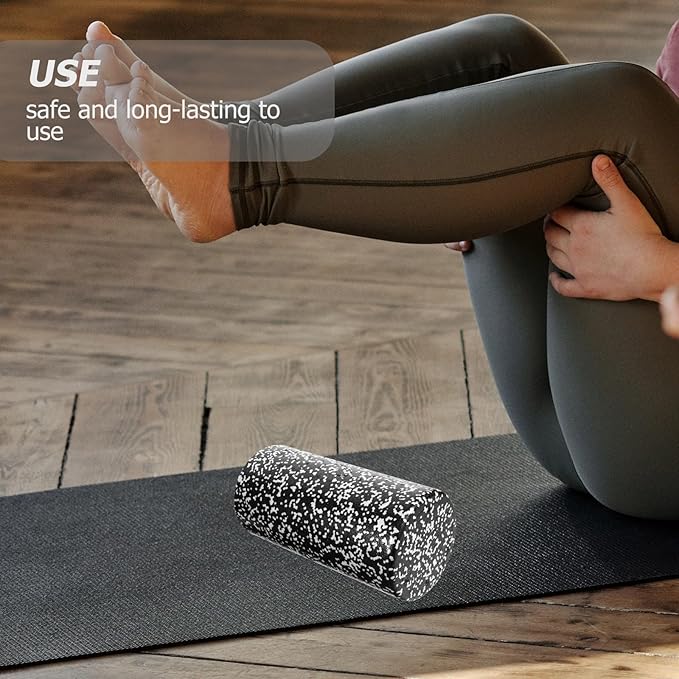 Foam Roller Massage Stick for Muscle Relaxation 30x15cm Epp Yoga Roller for Back Relief and Body Workout Black and White Fitness Exercise for Home Use