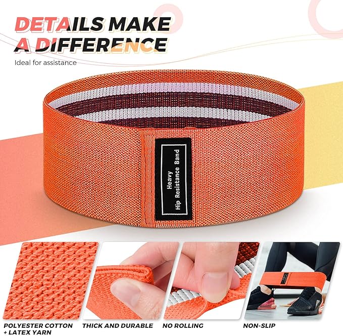 Renoj Resistance Bands for Working Out: 3-Set Professional Exercise Bands for Pilates, Yoga, Home Gym, Booty, Leg Training | Heavy/Medium/Light Fabric Loops for Women Men