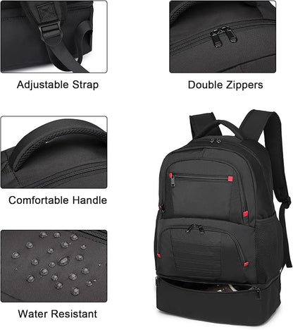 seyfocnia Gym Backpack for Men, Waterproof Sports Backpacks With Shoe Compartment Lightweight Workout Trainning Back Pack Casual Travel Daypack-Black