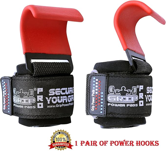 Weight Lifting Rod Hooks Heavy Duty Wrist Wraps Power Weight Lifting Training Gym Grips Straps Set of 2