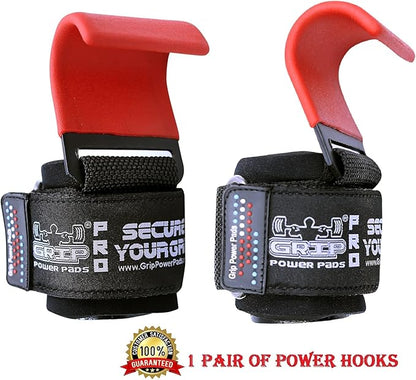 Weight Lifting Rod Hooks Heavy Duty Wrist Wraps Power Weight Lifting Training Gym Grips Straps Set of 2
