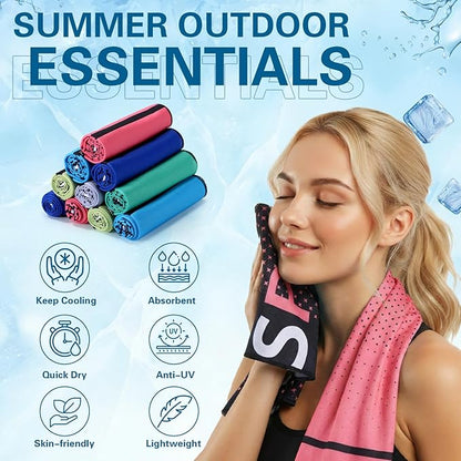 Frienda 12 Pcs Cooling Towels for Neck and Face 40"x12" Soft Breathable Chilly Towel Ice Sport Microfiber Sweat Rag for Yoga Sport Running Gym Workout Camping Fitness Party Favors Team Gift