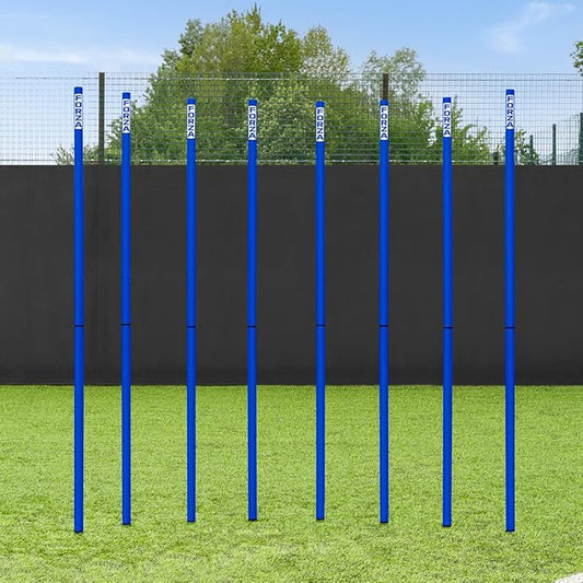 FORZA Slalom Agility Poles | Improve Endurance, Speed & Footwork | Color, Size & Rubber Base Options Available [8 Pack]