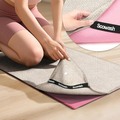 Hot Yoga Towel,Microfiber Yoga Mat Towels Non Slip for Hot Yoga Absorbent Microfiber Sweat Anti-Slip Cover,Bikram,Pilates,Exercise,Fitness 24 inch X 72 inch Beige 2 Pack