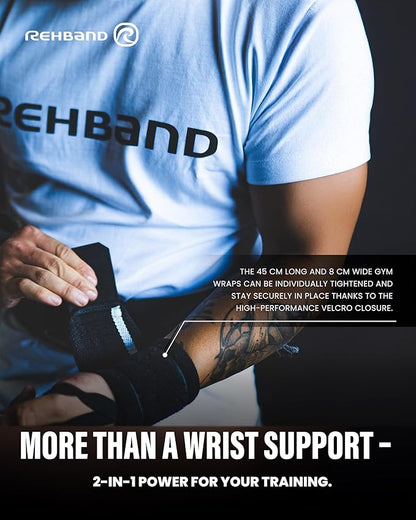 Rehband Wrist Wrap 1 Pair, Wrist Wraps Weightlifting, Training 18 inch, Wrist Wrap, Comfortable & Stabilizing Wrist Supports For Gym