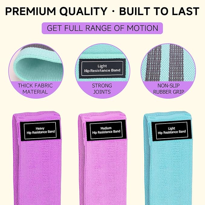 Resistance Bands, Fabric Workout Bands for Women & Men, Cloth Booty Resistance Loop Bands, Thick Squat Bands for Home Fitness, Gym, Yoga, Pilates for Butt Legs Thigh Hip Glute