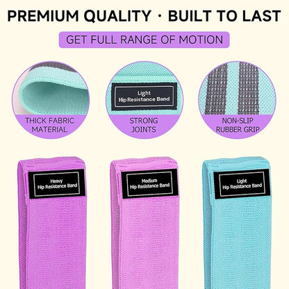 Resistance Bands, Fabric Workout Bands for Women & Men, Cloth Booty Resistance Loop Bands, Thick Squat Bands for Home Fitness, Gym, Yoga, Pilates for Butt Legs Thigh Hip Glute