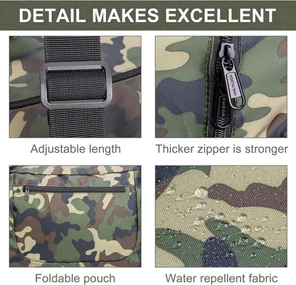 HOLYLUCK Foldable Travel Duffel Bag For Women & Men Luggage Great for Gym -55L, Green Camo