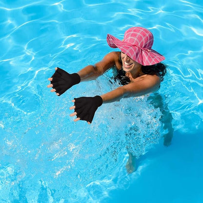 Sumind 2 Pairs Swimming Gloves Aquatic Training Gloves Neoprene Mittens Webbed Fitness Water Aerobics Resistance Training for Women Men Swimming Diving(Medium,Black)