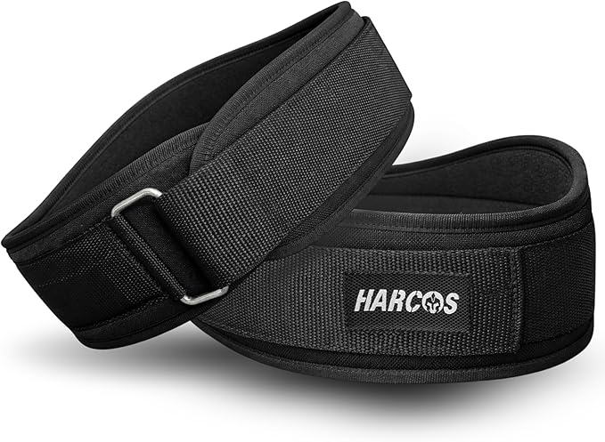 HARCOS 6 Inch Nylon Weight Lifting Belt for Men & Women – Heavy Duty Double D-Ring Gym Belt with Padded Lumbar Back Support – Adjustable Workout Belt for Squats, Deadlifts & Strength Training