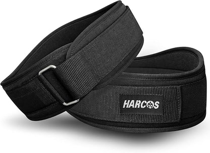 HARCOS 6 Inch Nylon Weight Lifting Belt for Men & Women – Heavy Duty Double D-Ring Gym Belt with Padded Lumbar Back Support – Adjustable Workout Belt for Squats, Deadlifts & Strength Training
