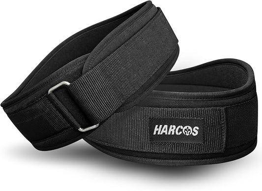 HARCOS 6 Inch Nylon Weight Lifting Belt for Men & Women – Heavy Duty Double D-Ring Gym Belt with Padded Lumbar Back Support – Adjustable Workout Belt for Squats, Deadlifts & Strength Training