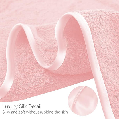 TENSTARS Silk Hemming Bath Towels for Bathroom Clearance - 27 x 55 inches - Light Thin Quick Drying - Soft Microfiber Absorbent Towel for Bath Fitness, Sports, Yoga, Travel, Gym - 2 Pack, Pink
