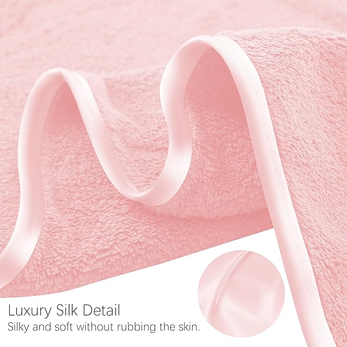 TENSTARS Silk Hemming Hand Towels for Bathroom - Quick Drying - Ultra Soft Microfiber Absorbent Towel for Bath Fitness, Gym, Shower, Hotel, and Spa - 16x28 Inch | Set of 6, Pink