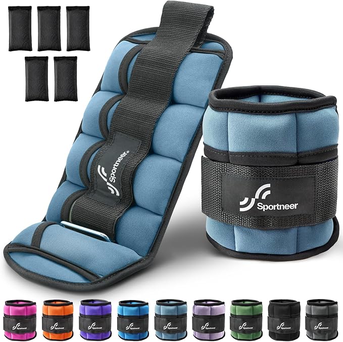 Sportneer Adjustable Ankle Weights for Women and Men 7 lbs/Pair Adjustable Leg Weights with Secure Straps, Strength Training Weighted for Yoga, Walking, Running, Aerobics, Gym, Physical Therapy