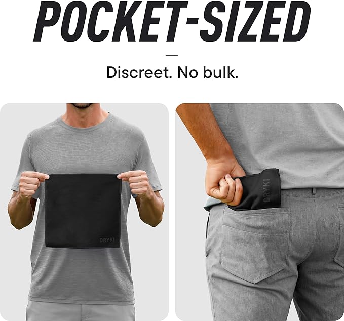 Pocket-Sized Sweat Towels - The Original Sweat Absorbing Handkerchiefs - Quick-Dry Microfiber Sweat Rags for Face, Hands, & Body - Men & Women - Gym, Sports, Work (Black: 20 Pack)
