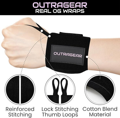 18" OG-Grade Wrist Wraps for Weightlifting – Heavy Duty Wrist Support with Thumb Loop & Lockdown Strap – Wrist Straps for Powerlifting, Bench Press & Gym Training