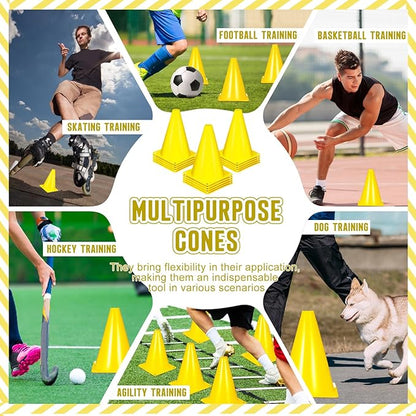 Syhood 30 Pack 7 Inch Plastic Traffic Cones Sports Training Agility Marker Mini Cones for Soccer, Skating, Football, Basketball, Indoor and Outdoor Games Sports Practice Equipment