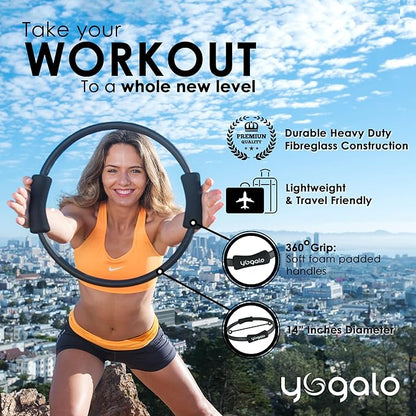 Pilates Ring and Ball Set with 3 Resistance Bands - Pilates Equipment for Home Workout - Magic Circle Pilates Ring 14 Inch to Tone, Sculpt and Strengthen - Fitness Ring for Yoga and Pilates