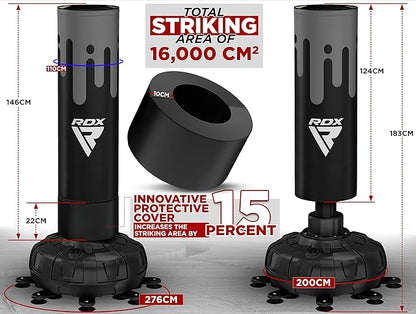 RDX XXL 330LBS Freestanding Punching Bag with Cover & Gloves – 72” Adult Heavy Pedestal Punch Bag Set - 17 Suction Cup 8 Extended Legs Stand Base - Kick Boxing MMA Home Gym Fitness
