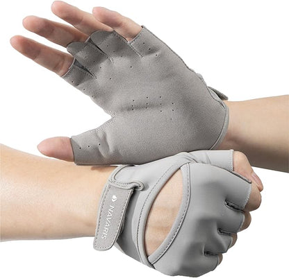 Navaris Women's Gym Gloves - Breathable, Sweat-Wicking Weight Lifting Gloves - Gym Accessories for Weightlifting Training, Workouts, Rowing, Fitness & Calisthenics - Pink, Size S