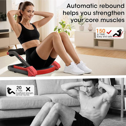 Ab Machine Ab Trainer - Sit Up Exercise Equipment& Core Machine, 4 Level Adjustable Resistance, Foldable Ab Crunch Machine for Home Gym Stomach Workouts
