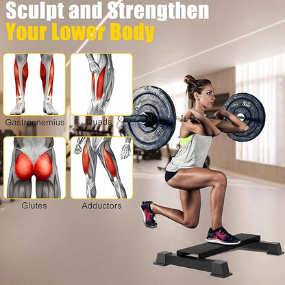 Calf Raise Block, Heavy-Duty Steel Calf Trainer, Multifunctional Standing Calf Workout Bar for Stretching, Squat, Foot Flexibility, Anti-Slip Solid Platform for Home Gym (Straight Board)