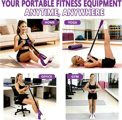 Pedal Resistance Band with Handle, Thickened Latex Tubes & Soft Foot Pedal, Full Body Workout Equipment for Glutes Legs Arms Waist, Pilates Physical Therapy Sit Up Gear for Home Gym