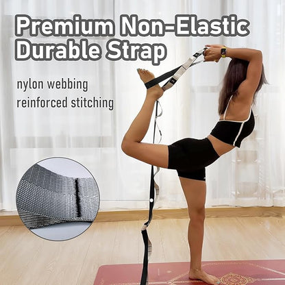 Stretch Bands for Exercise, Non Elastic Yoga Stretching Strap with Loops, 3.8cm x 2.45m, Stretching Bands for Physical Therapy, Yoga, Pilates, Dance, Gymnastics Exercise