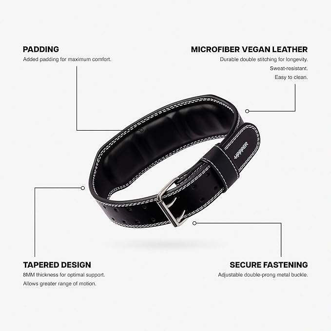 UPPPER Weight Lifting Belt - Double Prong 4” to 2.5” Tapered Premium Lifting Belt for Men and Women - Ultimate Back Support For Weightlifting and Powerlifting | Premium Fitness Gear
