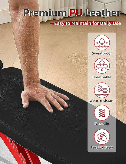 SPORTSOUL 880LB Weight Bench for Home Gym, 8-Position Backrest Adjustable Workout Bench for Strength Training – Incline Decline Flat, Foldable & Compact for Small Space Apartment Room Garage