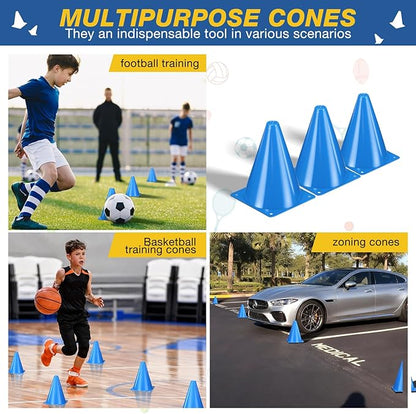 36pcs Cones 7 Inch Soccer Cones and Plastic Traffic Cones, Durable Cones for Sports Training, Ideal for Soccer, Basketball, Football, Skating, and Agility Drills Practice