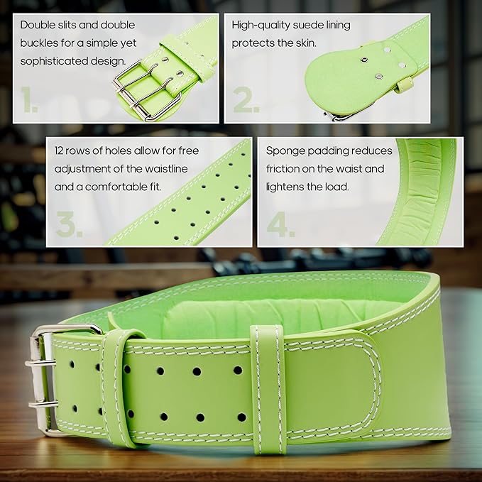 Women's Weight Lifting Belt 4 Inch Wide, Gym Powerlifting Belt for Women with Padded Lumbar Support, Adjustable Fitness Belt for Deadlift, Squats, Cross Training & Workout