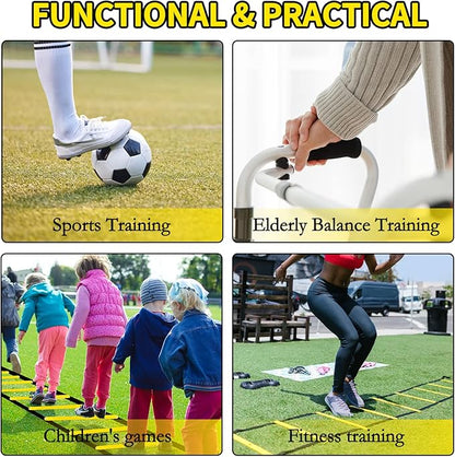 Agility Ladder Speed Training Equipment 16FT 12 Rung Footwork Sports Agility Speed Ladder for Football Basketball Baseball with Carry Bag