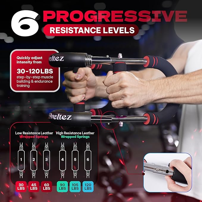 Twister Arm Trainer for Men & Women – Upper Body Strength Bar, Chest Expander & Forearm Exerciser, Heavy-Duty Home Workout Equipment for Arm Muscle Training, 30-120 lbs Resistance