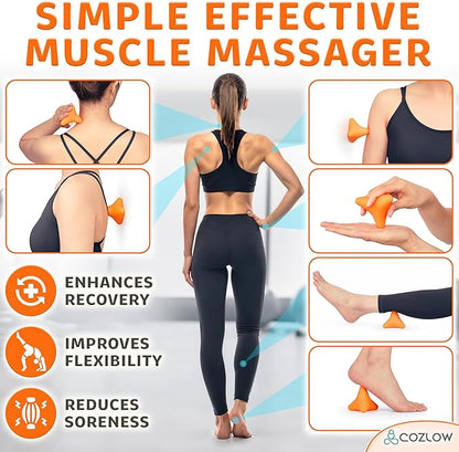Trigger Point Massage Tool - Pyramid Shaped 4 Point Massager Ball - Muscle Knot Release - Myofascial Wellness Therapy - Back, Feet, Psoas Pain