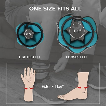 Nordic Lifting Adjustable Ankle Weights for Women & Men – 1 Pair (2–10 lbs) Wrist, Arm & Leg Weights for Gym, Yoga & Home Workouts – Secure Fit Strap Design – Durable Fitness Training Equipment