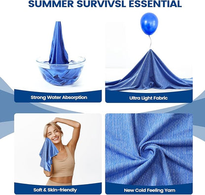 Clothirily Cooling Towels (40"x12"), Breathable Cooling Towels for Neck and Face, Men & Women Workout Towel for Hot Weather, Sweat Towel for Gym Yoga, Camping, Fitness, Running, Traveling, 6 Pack
