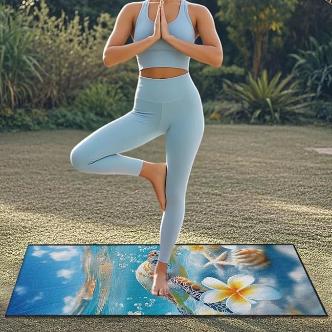 Bulopur Tropical Sea Turtle Beach Towel Soft Sand Free Sweatproof Car Seat Cover Towel for Yoga Mat Non-Slip Breathable Washable Sweat Towels Fits for SUV Sedan Truck