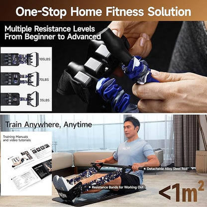 INNSTAR Upgraded Portable Home Gym 5.0, Full Body Workout System with Resistance Bands, Detachable Fitness Bar, Handles, Door Anchor for Home, Travel, Gym