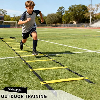 20ft Agility Ladder - Speed Ladder for Soccer with Carry Bag & Straps | 12 Adjustable Rungs | Soccer, Agility Training Equipment | Durable Footwork Ladder for Athletes (Yellow)