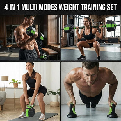 Adjustable Weight Set 44/88Lbs, 4-in-1 Dumbbell Set and Barbell Weight Set for Home Gym, Converts to Kettlebell & Push-Up Stand, Free Weights Dumbbells Set for Men & Women Full Body Workout
