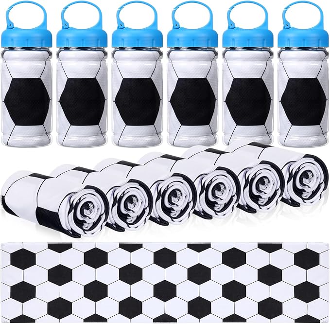 12 Pack Soccer Cooling Towels, Soccer Ice Towels for Neck, 40"x12" Breathable Chilly Towel with Plastic Container, Microfiber Sport Towel for Players Team Gift Sport Party Favors