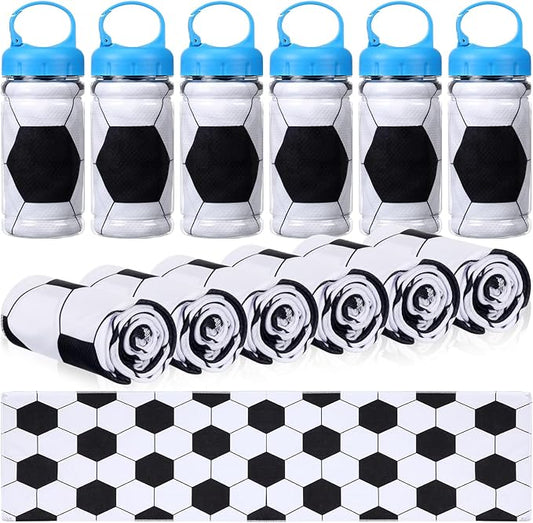 12 Pack Soccer Cooling Towels, Soccer Ice Towels for Neck, 40"x12" Breathable Chilly Towel with Plastic Container, Microfiber Sport Towel for Players Team Gift Sport Party Favors