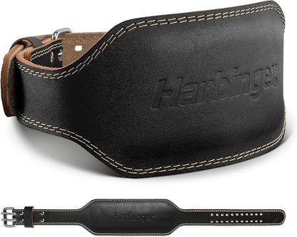 Harbinger Padded Leather Contoured Weightlifting Belt - 4" or 6” Width - Interior Suede Lining & Foam Cushioning - Heavy-Duty Dual Prong Steel Roller Buckle - for Lifting Support